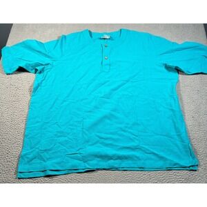KingSize Shirt Mens 3XL Blue Henley‎ Neck Versatile Easygoing Summer Casual Wear